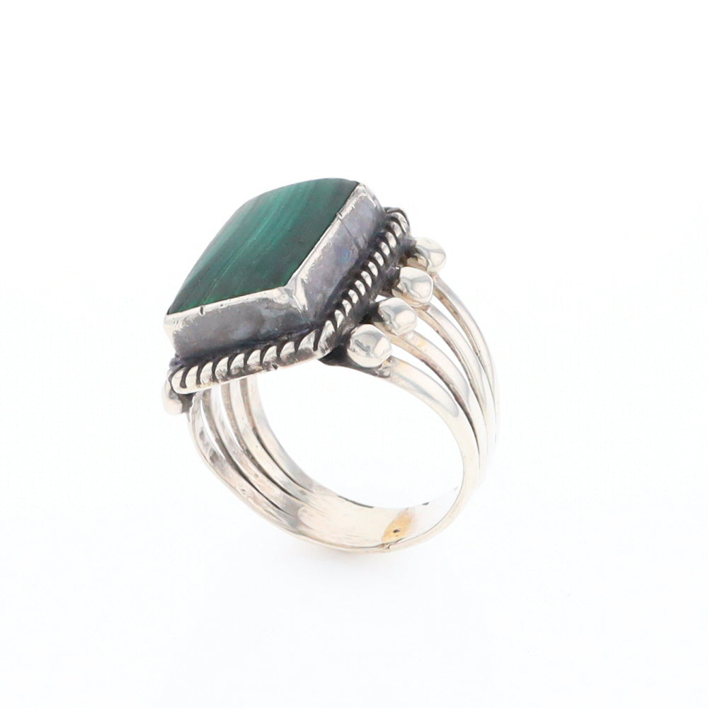 Native Rectangle Malachite Ring