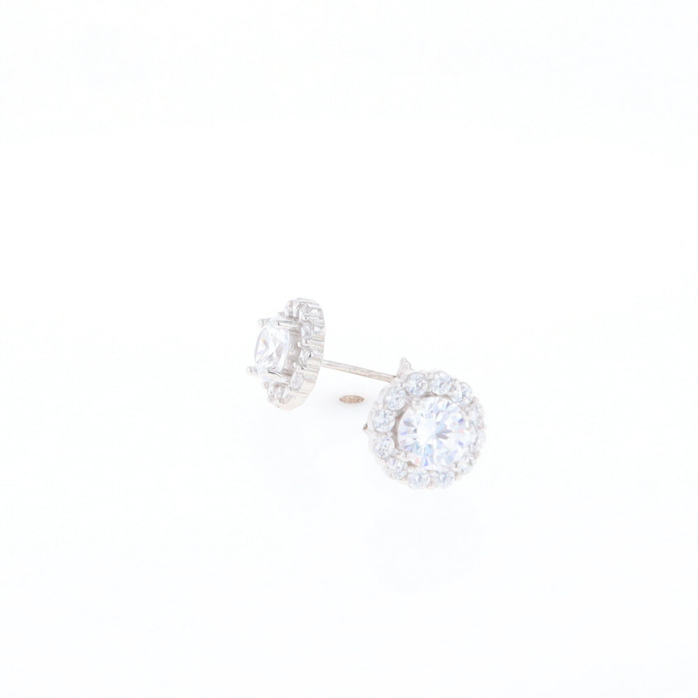 Cubic Zirconia Halo Stud Earrings