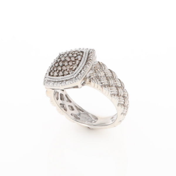 Champaign Diamond Square Braided Cluster Band