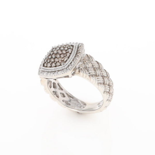 Champaign Diamond Square Braided Cluster Band