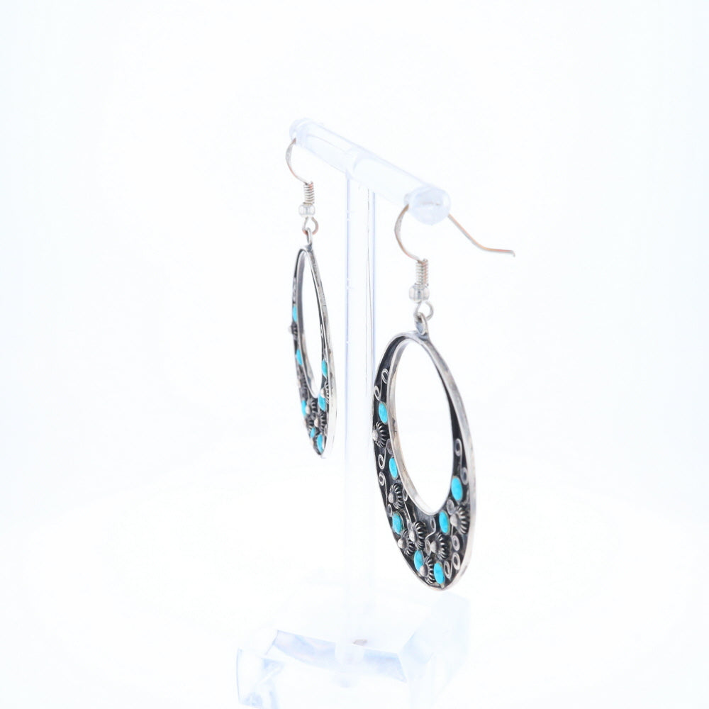 Floral Chrysocolla Hoop Earrings