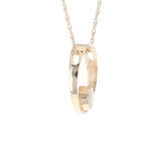 Gold Quartz Pendant Open Circle Design Round Inlay Pendant
