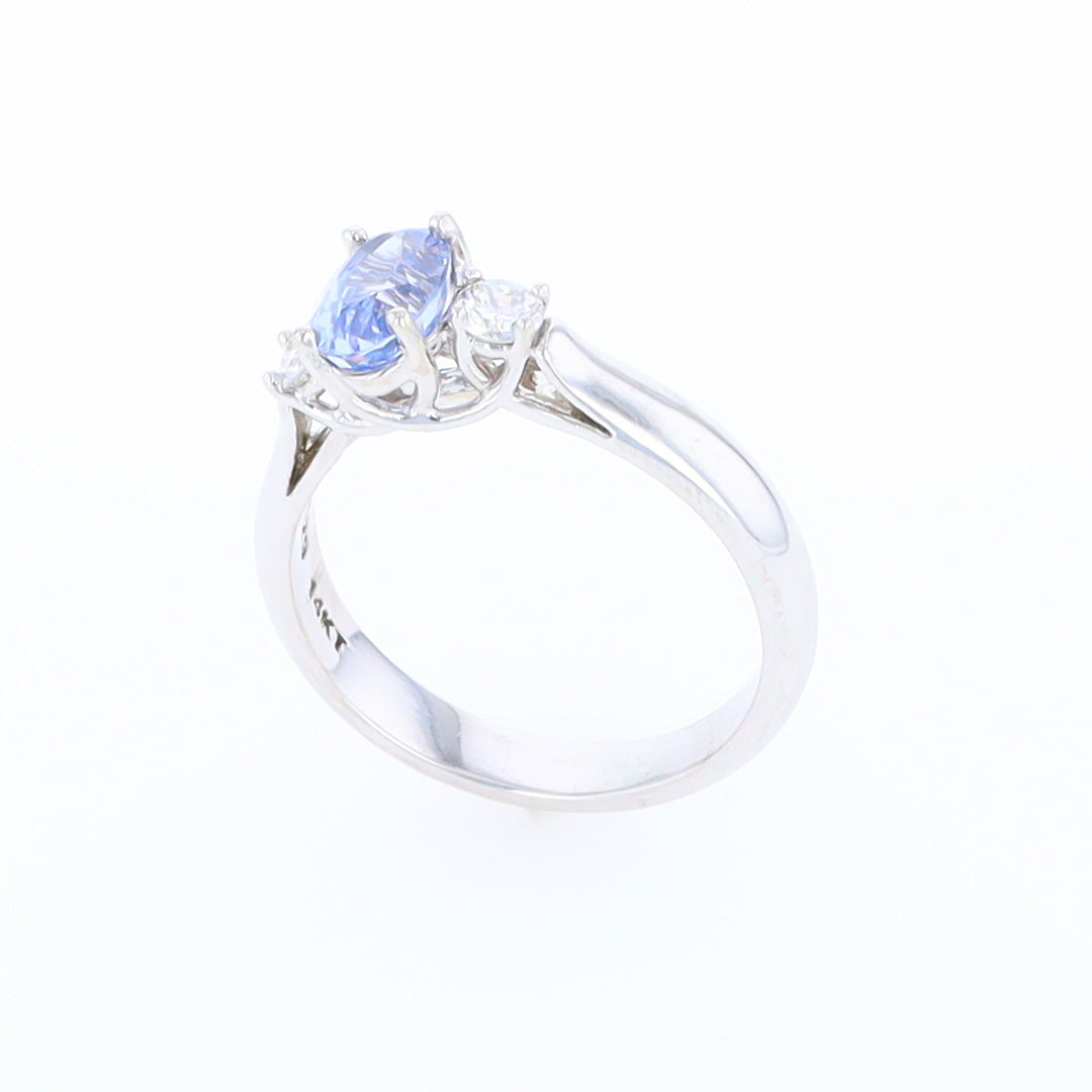 Ceylon Sapphire Three-Stone Trellis Ring