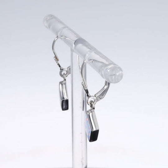Opal Earrings Diamond Shape Inlaid Design Lever Backs