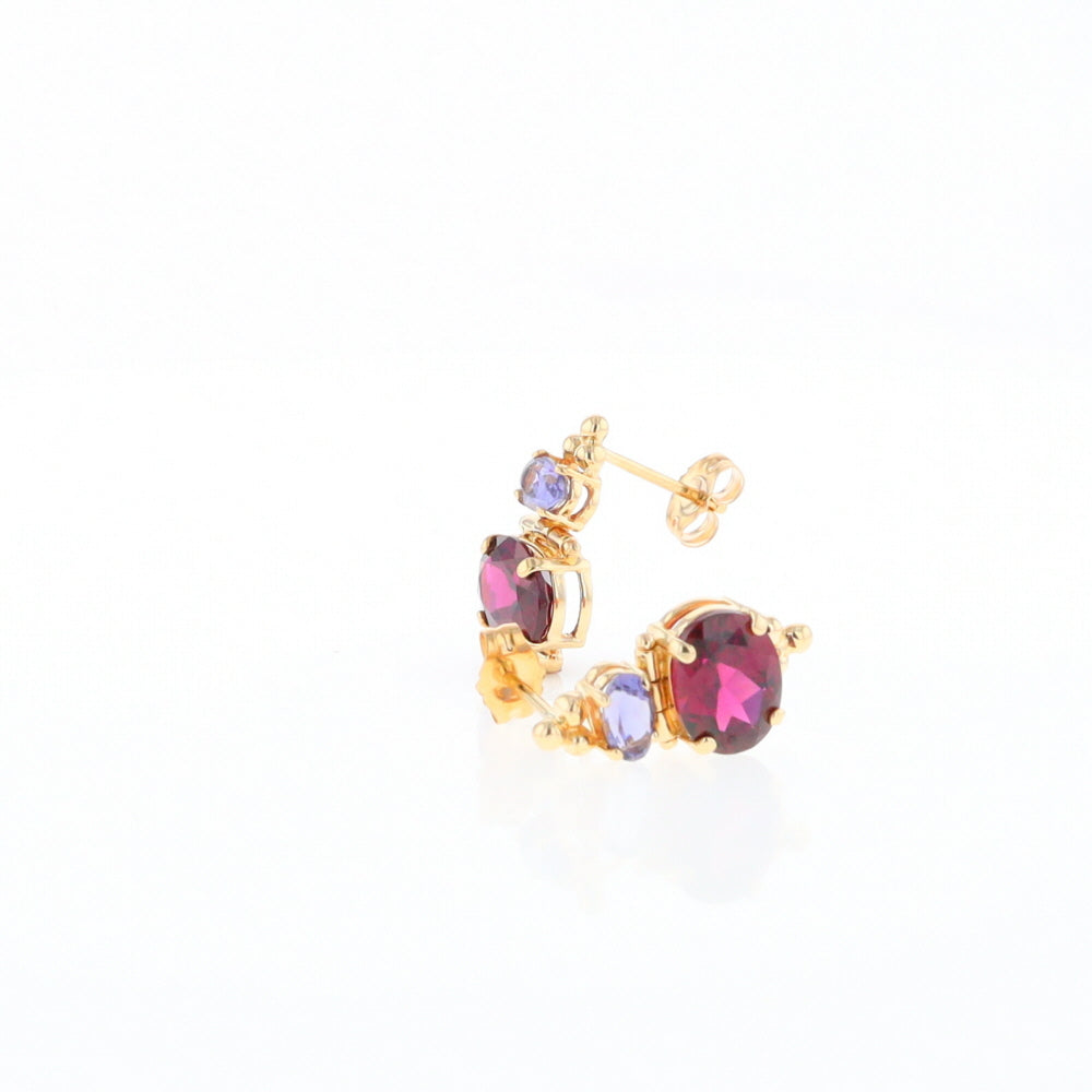 Garnet & Amethyst Dangle Earrings