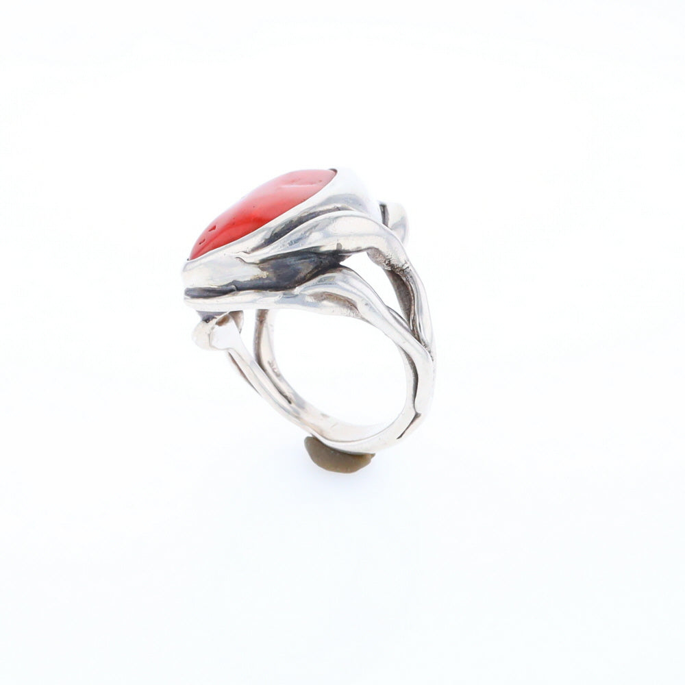 Native Oval Coral Free Form Ring