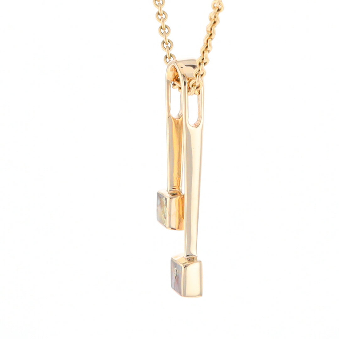 Gold Quartz 2 Square Curved Bar Pendant