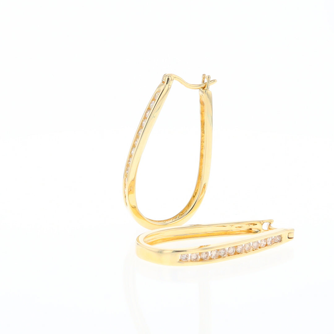 U-Shaped Channel Set Diamond Hoop Earrings