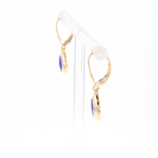 Oval Lapis Inlaid Earrings