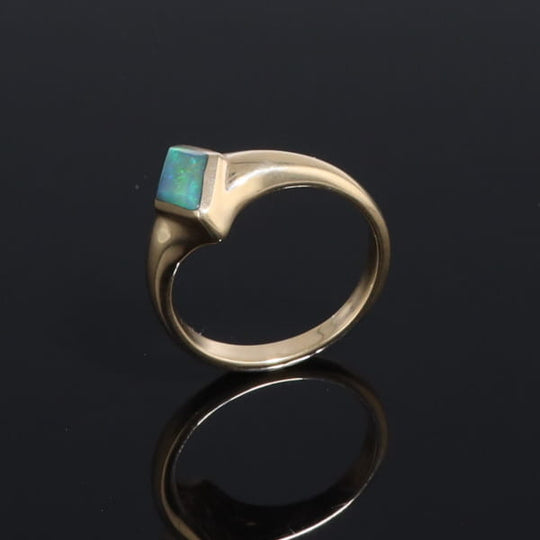 Ethiopian Opal Rings Diamond Shape Inlaid Design