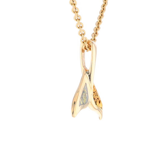 Whale Tail Necklaces Natural Gold Quartz and Nuggets Inlaid Pendant