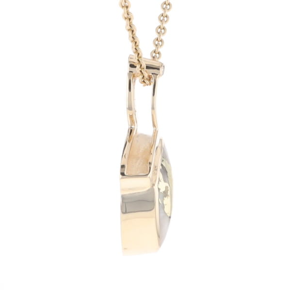 Gold Quartz Triangulare Inlaid Pendant with Diamond Accent