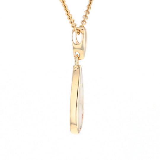 Gold Quartz Necklace Tear Drop Inlaid Pendant