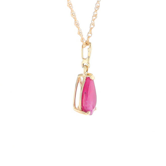 Pear Ruby Solitaire Necklace