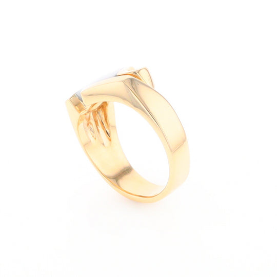 Gold Quartz Ring Geometric Shape Inlaid with 0.30ctw Round Diamonds