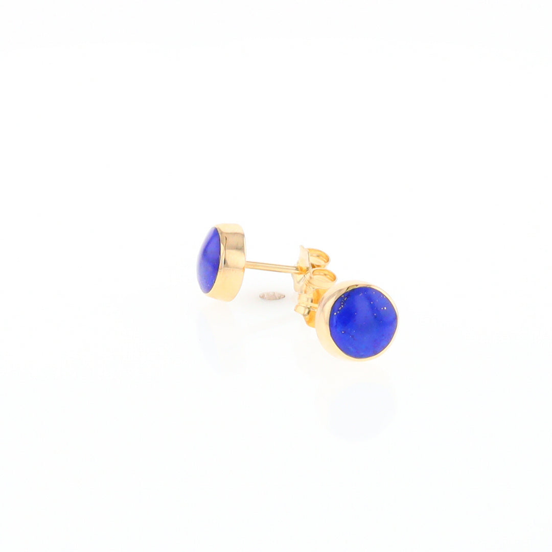 Lapis 6mm Round Inlaid Earrings