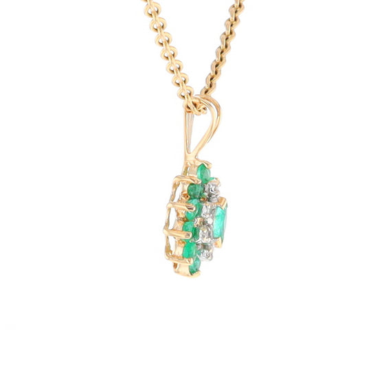 Marquise Shaped Emerald and Diamond Pendant