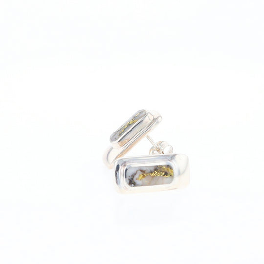 Gold Quartz Inlaid Rectangle Stud Earrings - G3