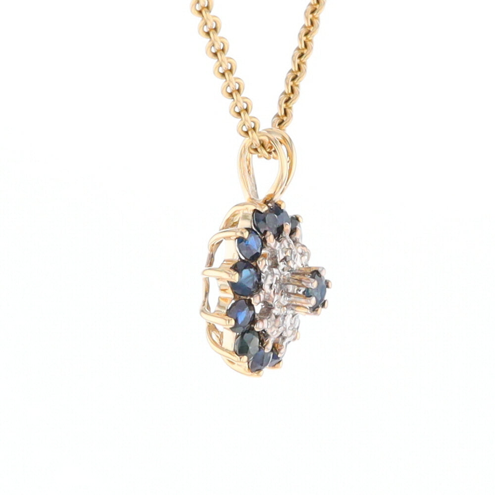 Round Diamond & Sapphire Cluster Pendant