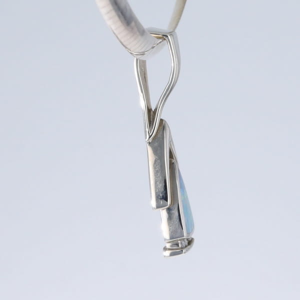 Opal Pendant Triangle Inlaid Design with .06ctw Round Diamonds