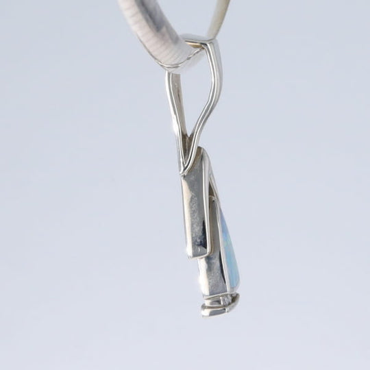 Opal Pendant Triangle Inlaid Design with .06ctw Round Diamonds