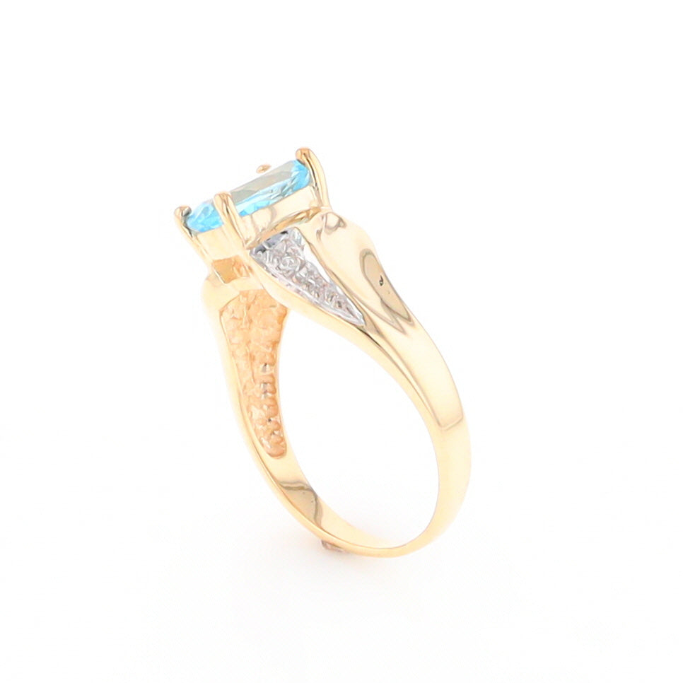 Blue Topaz Ring with Diamond Accents