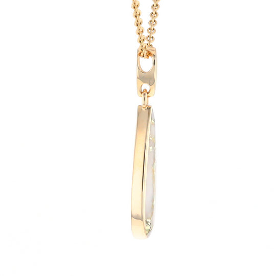 Gold Quartz Pendant Tear Drop Inlaid Design G2