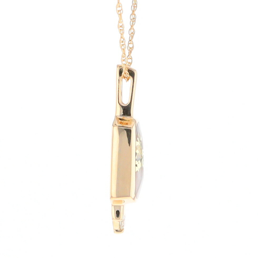 Gold Quartz Pendant with 0.04ctw Diamond Accent