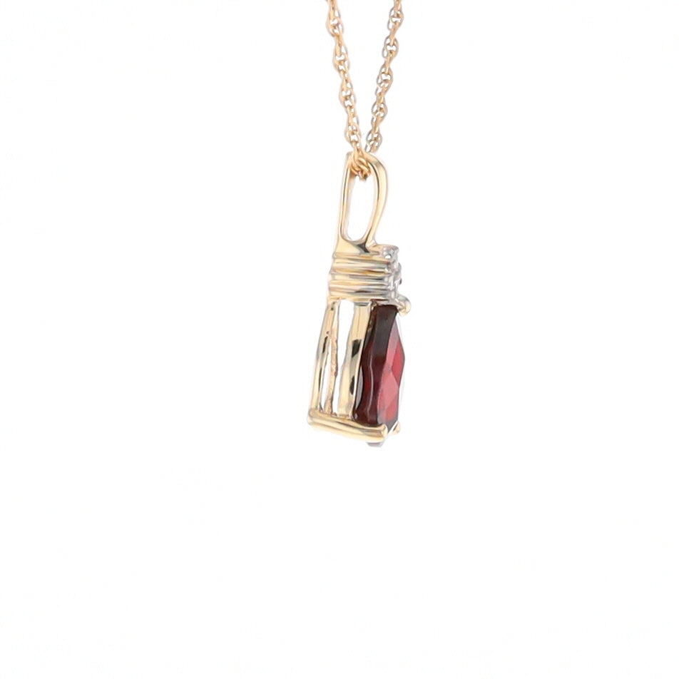 Pear Checkered Garnet Pendant