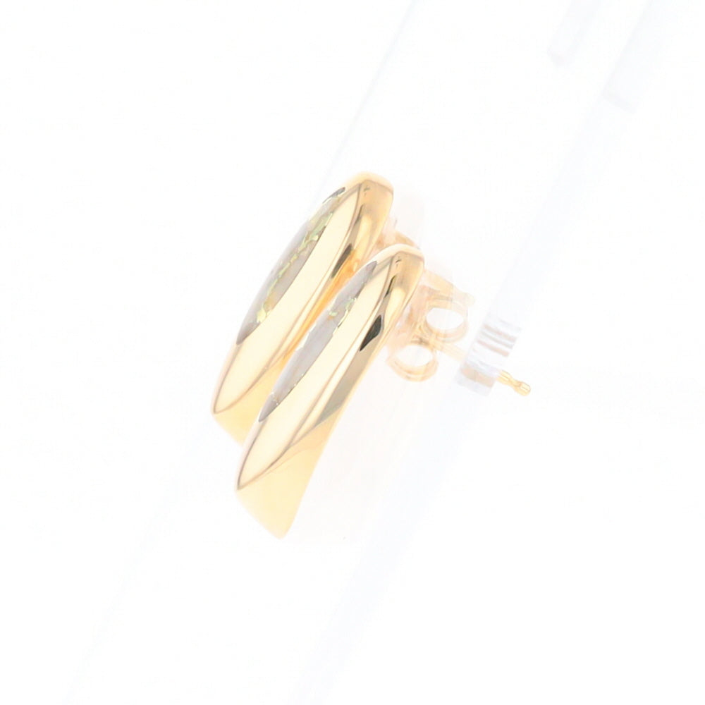 Oval Gold Quartz Inlaid Earrings - G2