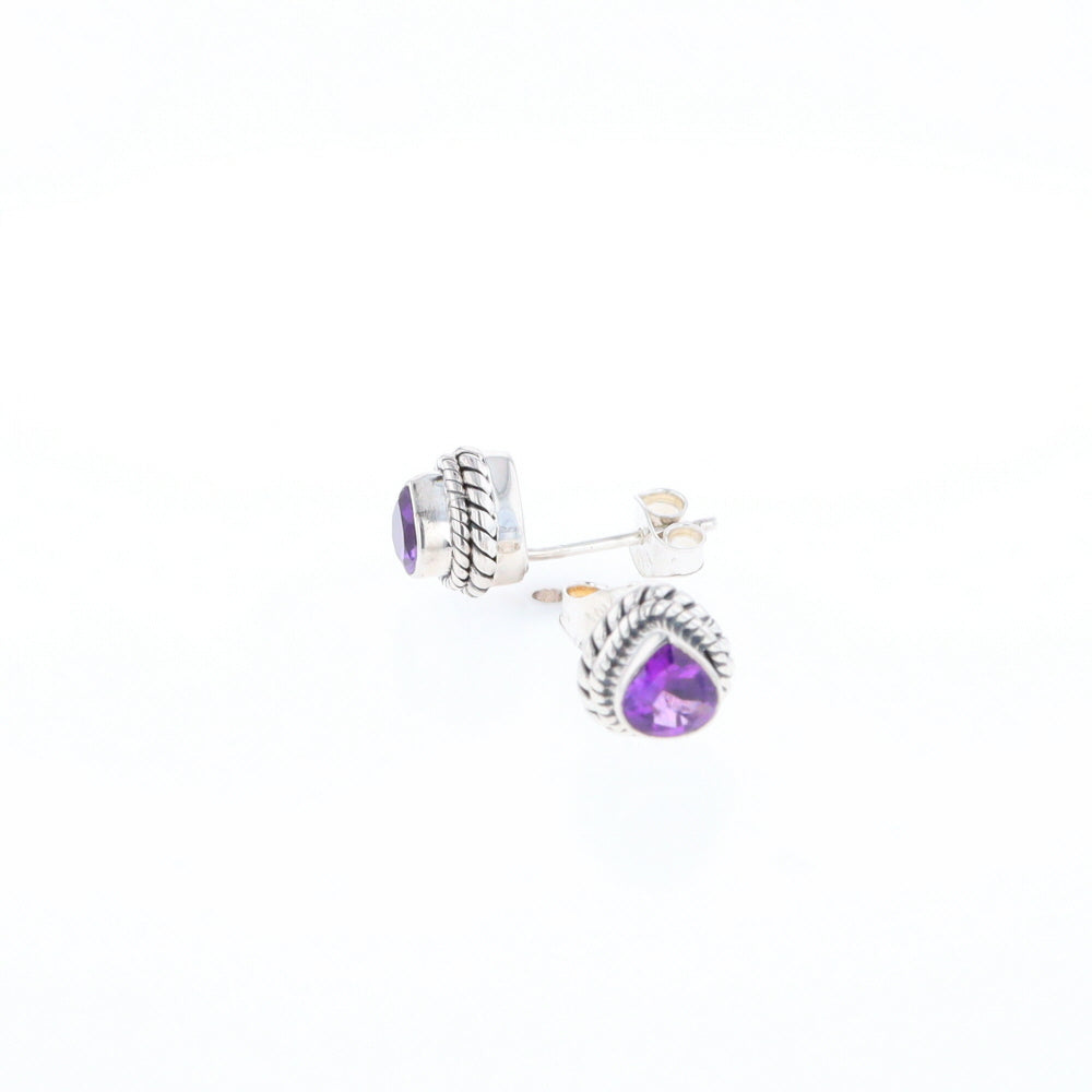 Native Amethyst Pear Stud Earrings