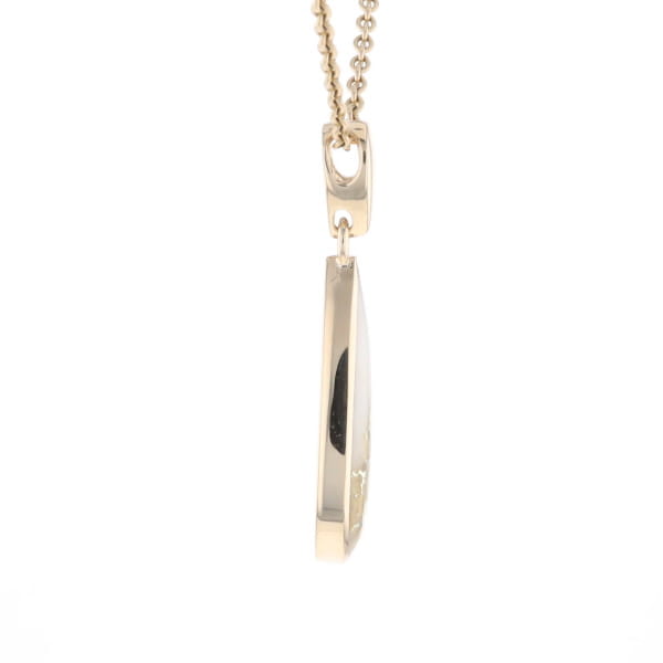 Gold Quartz Pendant Tear Drop Inlaid Design G2