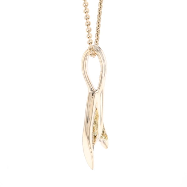 Whale Tail Natural Gold Nuggets Inlaid Pendant XL