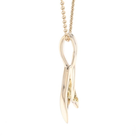 Whale Tail Natural Gold Nuggets Inlaid Pendant XL