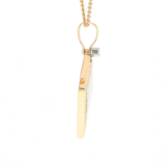 Gold Quartz Kite Shape Inlaid Pendant with .27ctw Diamonds