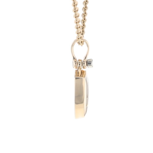 Gold Quartz Pendant Shield Shape Inlaid Pendant with .02ct Diamond