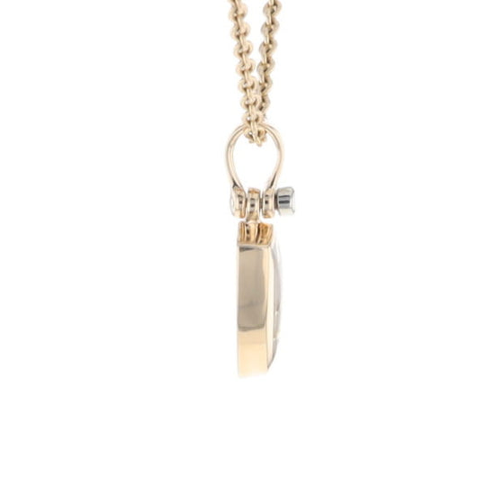 Gold Quartz Pendant Shield Shape Inlaid Pendant with .02ct Diamond