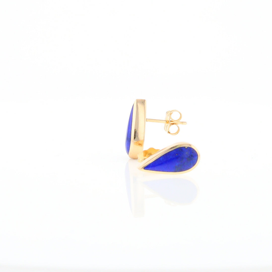 Lapis Tear Drop Inlaid Earrings