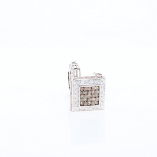 Square White & Chocolate Diamond Earrings