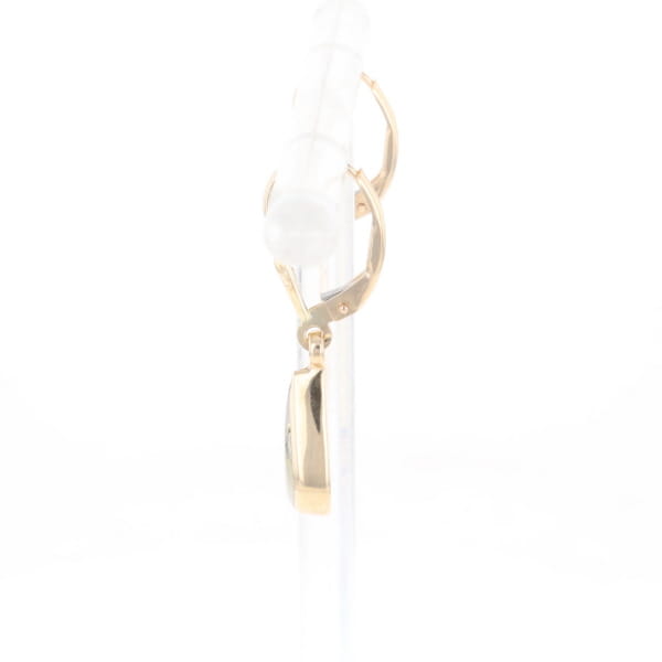 Gold Quartz Earrings Tear Drop Inlaid Lever Backs - G2