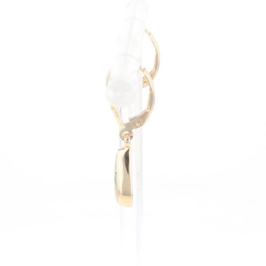 Gold Quartz Earrings Tear Drop Inlaid Lever Backs - G2