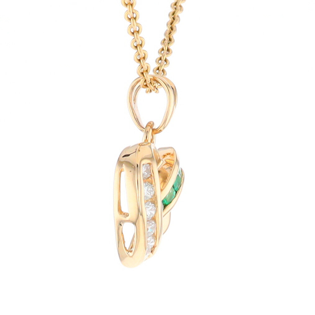 Open Criss-Cross Heart Emerald and Diamond Pendant