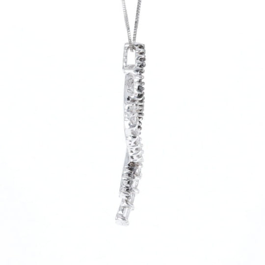 Ribbon Necklace With Black and White Diamonds