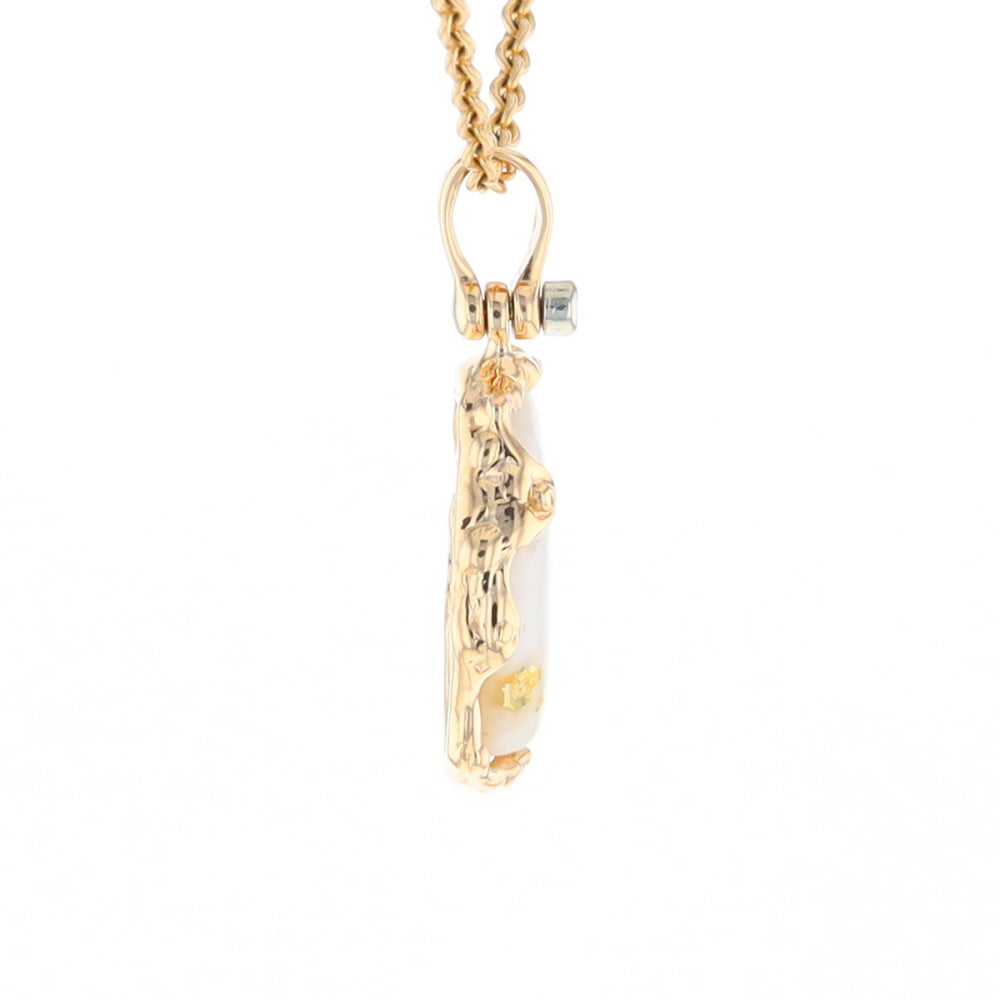 Gold Quartz Freeform Pendant