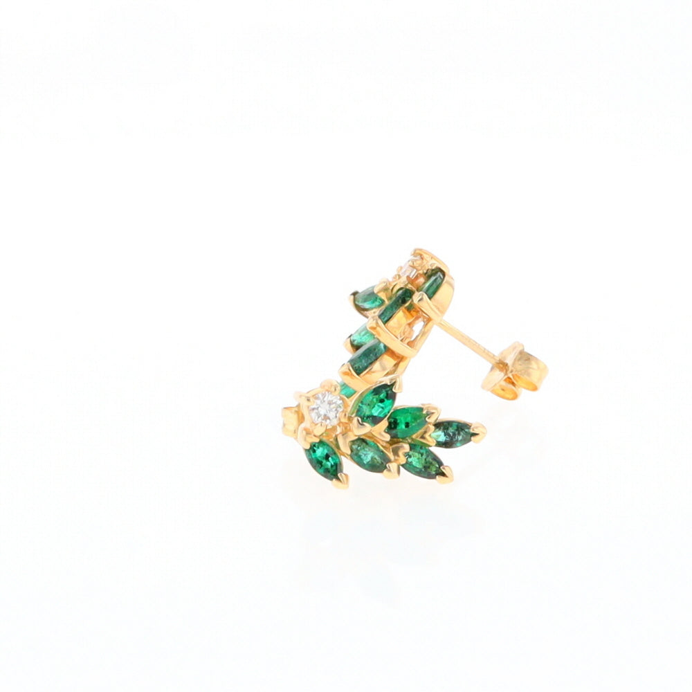 Marquise Emerald Cluster Stud Earrings