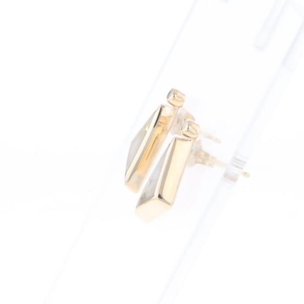 Gold Quartz Earrings Triangle Shape Inlaid with .04ct Round Diamonds - G2