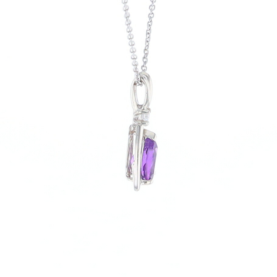 Amethyst Pear Ribbon Necklace