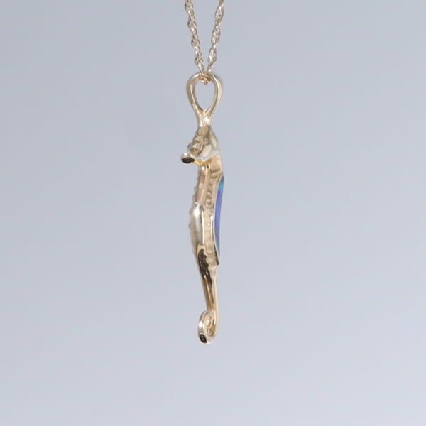 Opal Pendant Inlaid Realistic Sea Horse Design