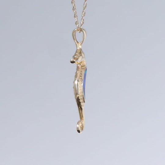 Opal Pendant Inlaid Realistic Sea Horse Design