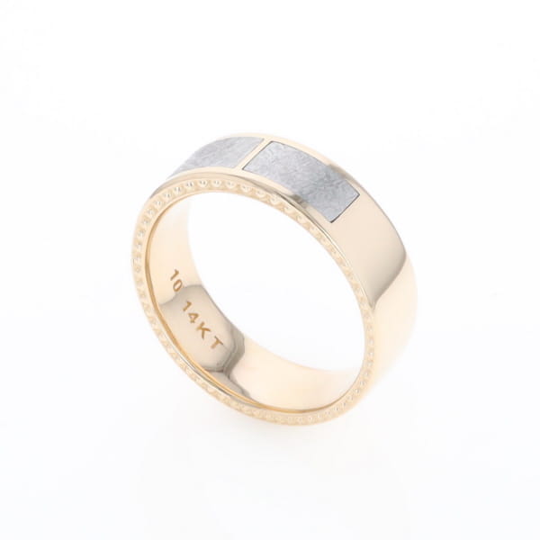3 Section Men's Meteorite  Milgrain Topped Ring